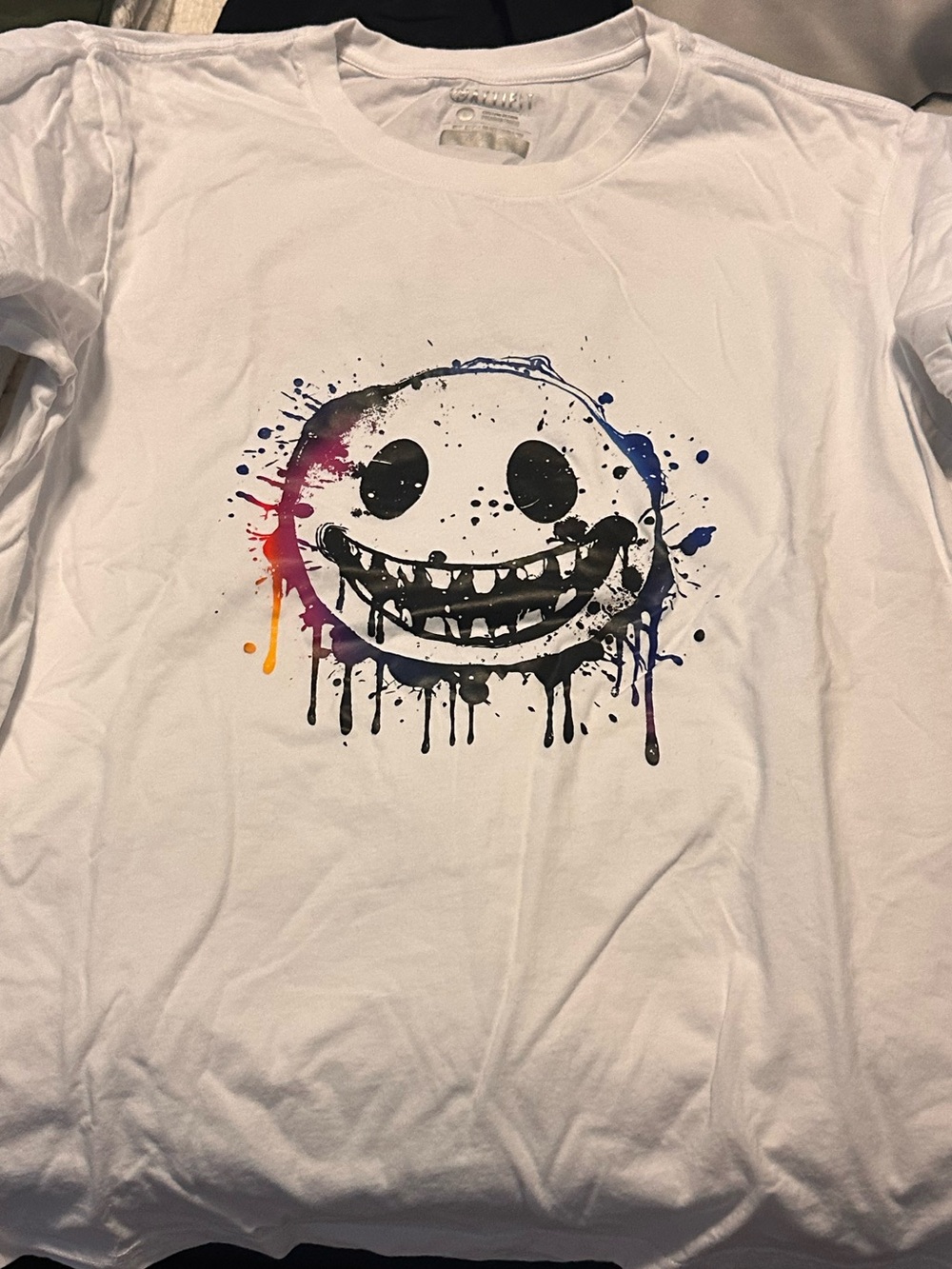 White Graphic Smiley Drip T-Shirt